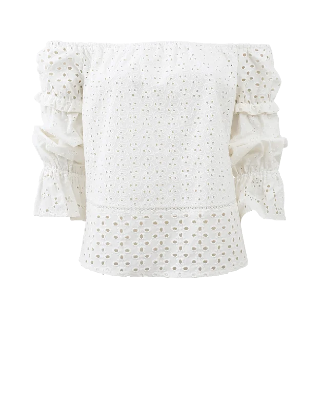 Off-The-Shoulder Eyelet Blouse