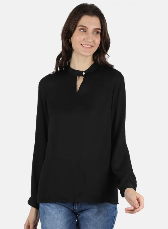 Women Black Plain Top