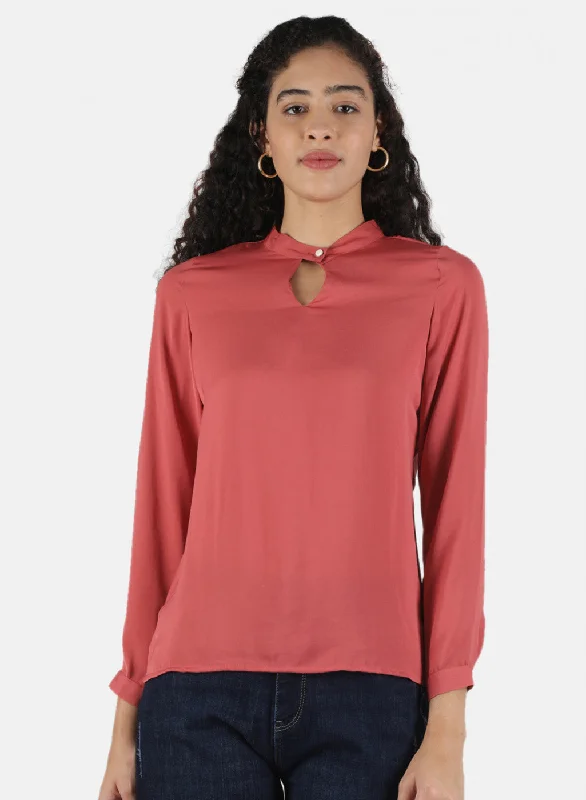 Women Pink Plain Top