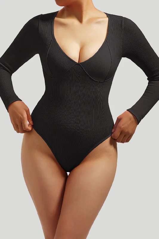 V Neck Long Sleeves Bodysuit