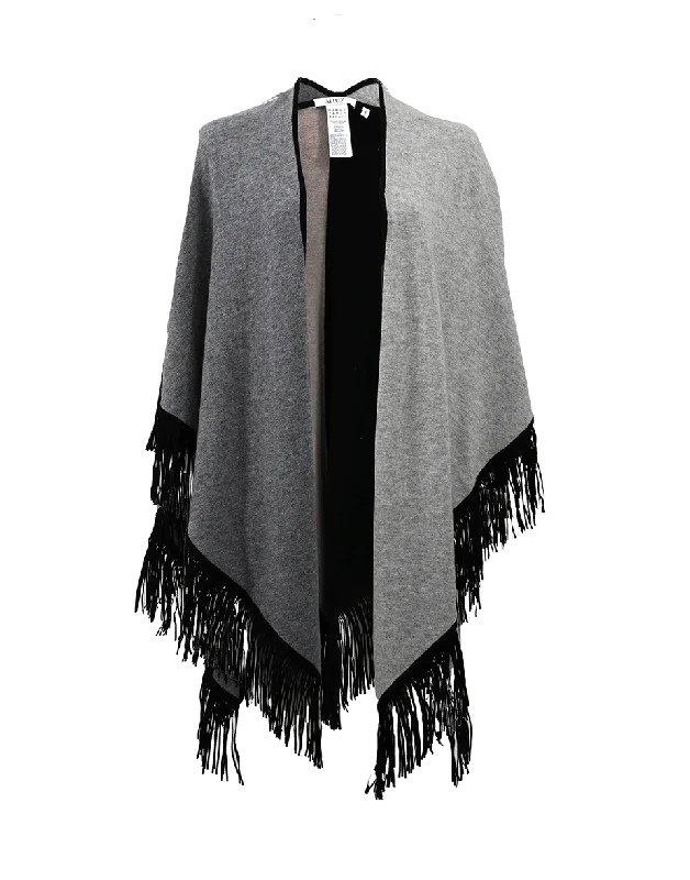 Bicolor Fringe Poncho