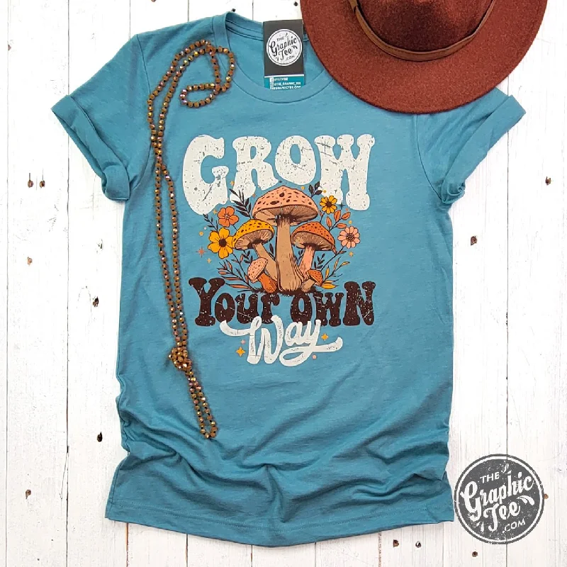 Grow Your Own Way Heather Blue Lagoon Short Sleeve Tee