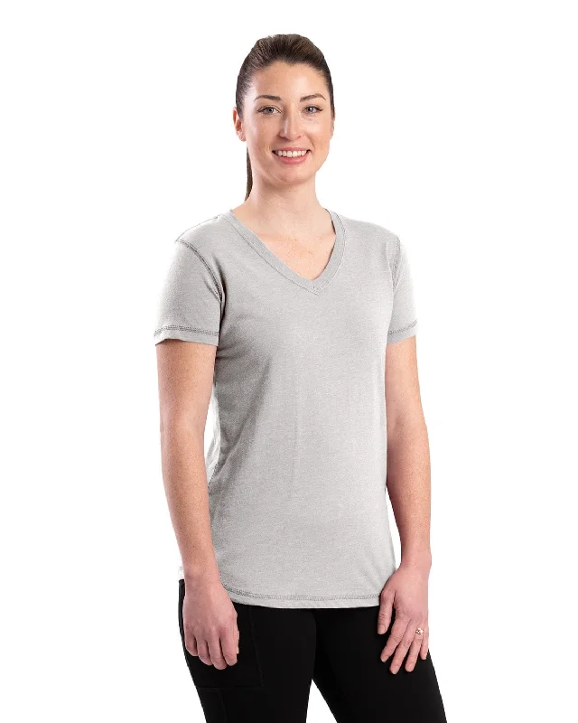 Berne Womens Performance V-Neck Grey Cotton Blend S/S T-Shirt