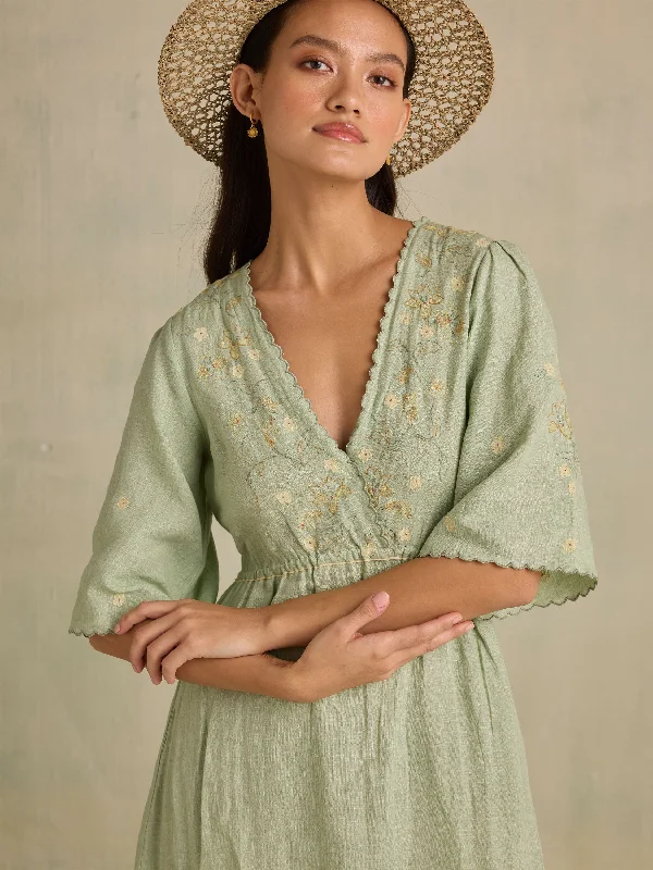 Moss Gatherer Wrap Dress