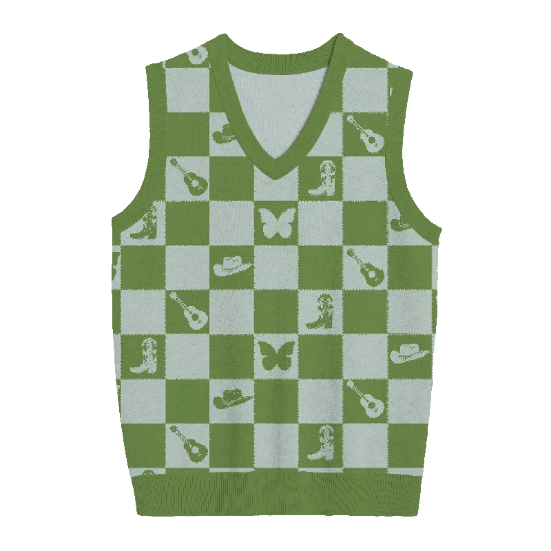 Debut Checkered Knit Vest