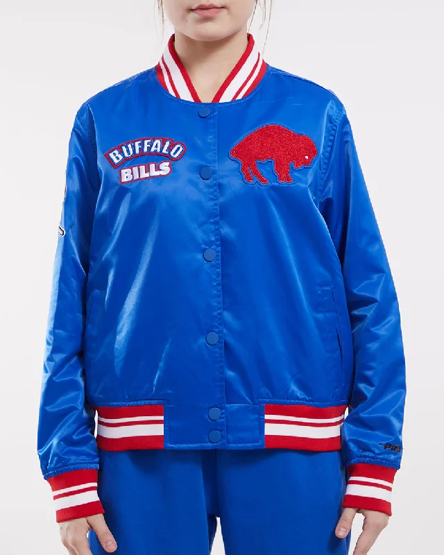 NFL BUFFALO BILLS RETRO CLASSIC WOMEN'S RIB SATIN JACKET (ROYAL BLUE/RED)