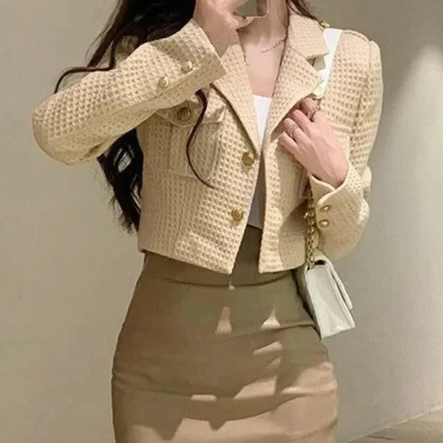 Cropped Tweed Jacket With Chest Pockets