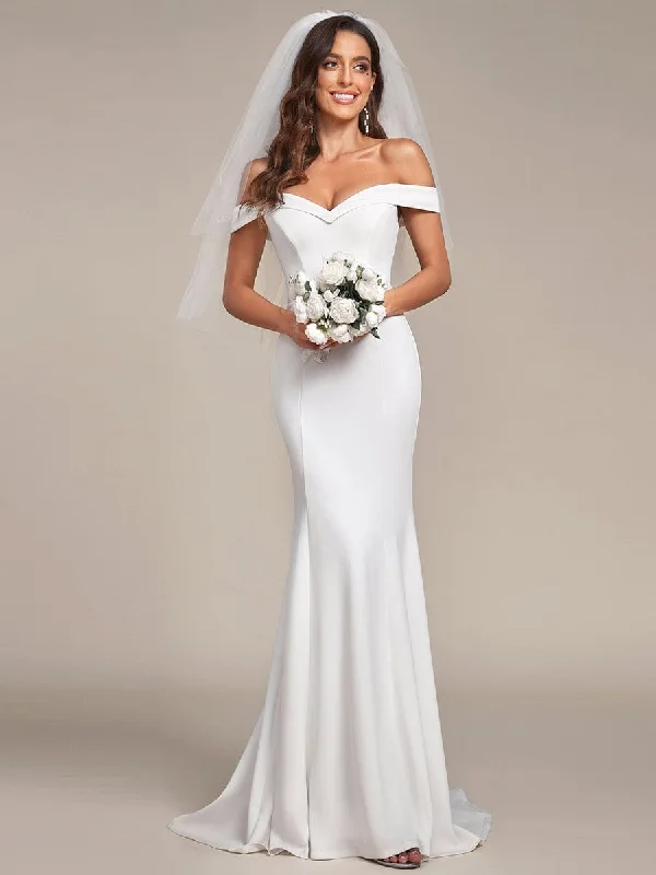 Off the Shoulder Mermaid Corset Eloping Dress for Wedding