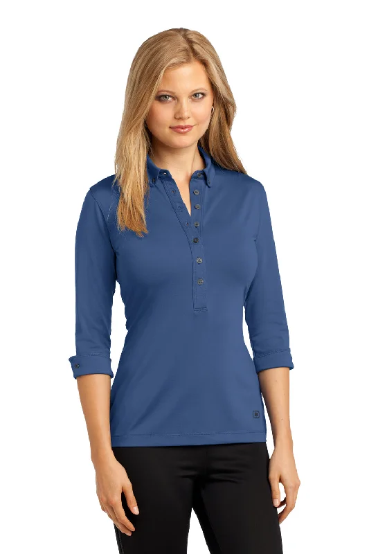 Ogio Womens Gauge Moisture Wicking 3/4 Sleeve Polo Shirt - Indigo Blue