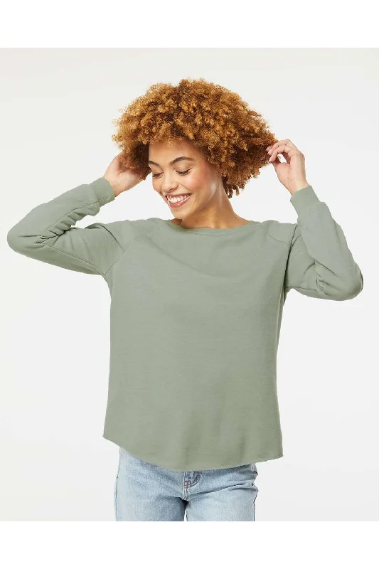 Independent Trading Co. Womens California Wave Wash Crewneck Sweatshirt - Sage Green