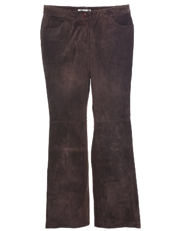 Dark Brown Suede Trousers - W30 L29