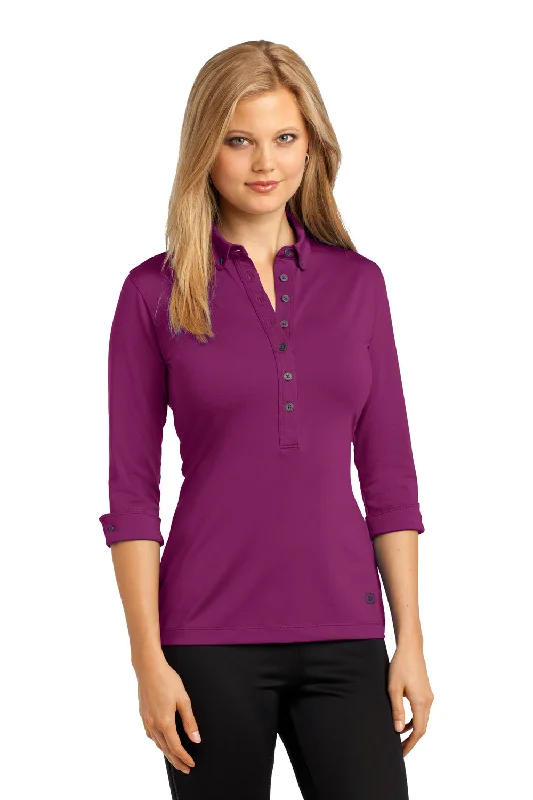 Ogio Womens Gauge Moisture Wicking 3/4 Sleeve Polo Shirt - Berry Burst Pink