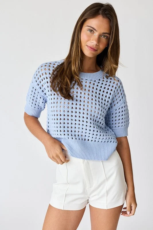 Alina Crochet Short Sleeve Top