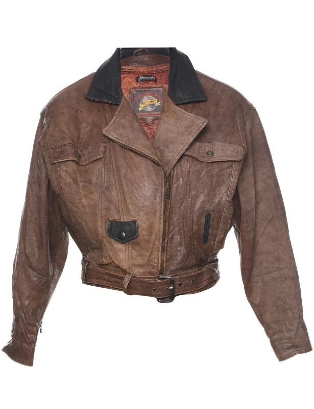 Cropped Leather Jacket - M