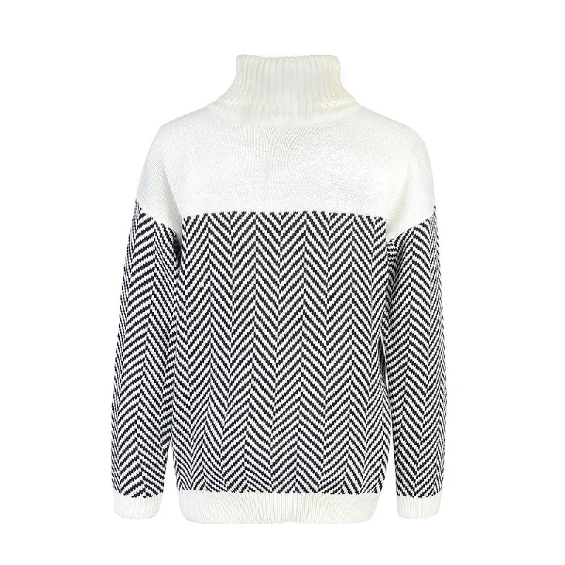 Striped Turtle Neck Wholesale Sweater For Women