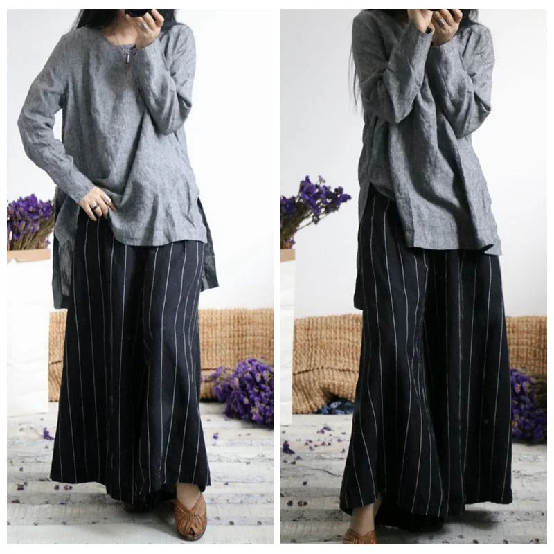 Women Summer Retro Casual Linen Pants