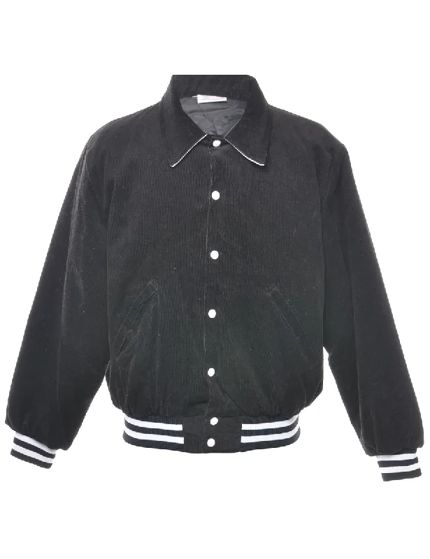 Corduroy Black Northern Industrial Varsity Jacket - M