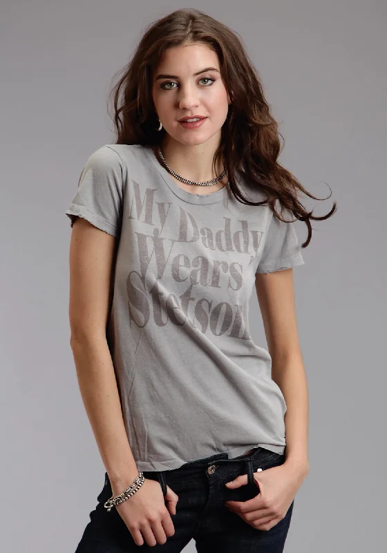 Stetson Womens My Daddy Wears Grey 100% Cotton S/S T-Shirt