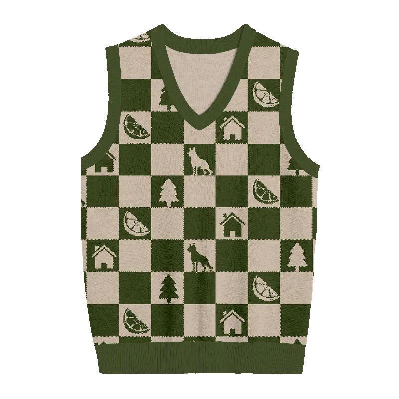 Stick Season Checkered Knit Vest