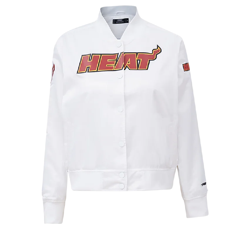 NBA MIAMI HEAT CLASSIC WOMEN'S SATIN JACKET (WHITE)