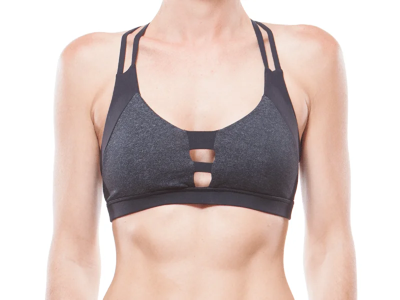 Black + Charcoal | Strappy Sports Bra