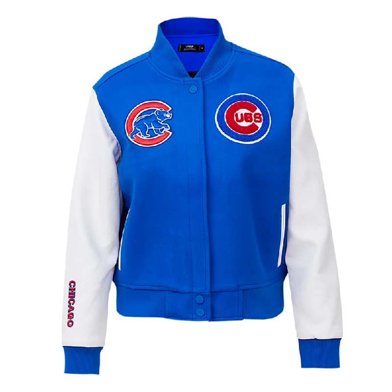 MLB CHICAGO CUBS CLASSIC WOMEN'S WOOL VARSITY JACKET (ROYAL BLUE/WHITE)