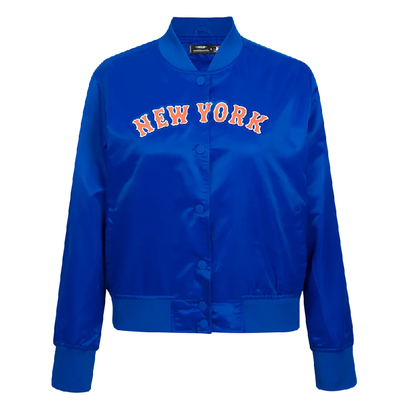 MLB NEW YORK METS CLASSIC WOMEN'S SATIN JACKET (ROYAL BLUE)