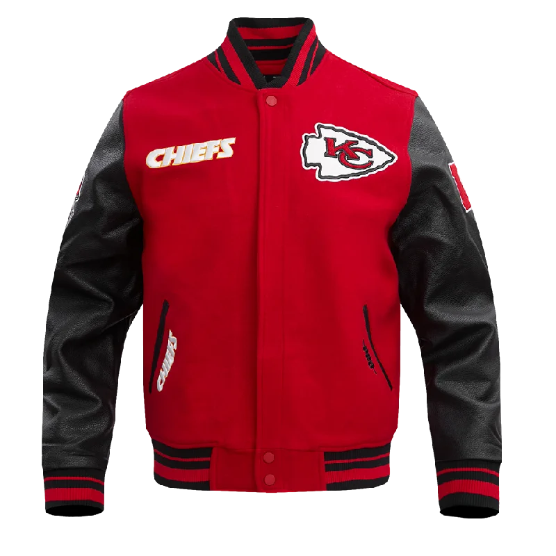 NFL KANSAS CITY CHIEFS RETRO CLASSIC MEN'S RIB WOOL VARSITY JACKET (RED/BLACK)