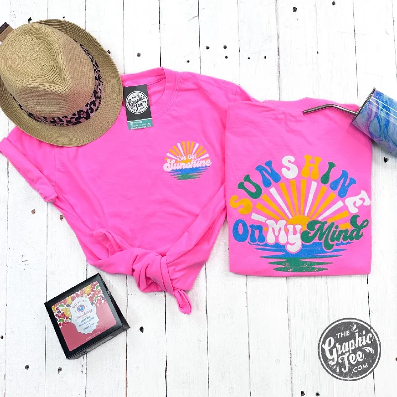 Sunshine On My Mind Neon Pink Garment Dyed Tee