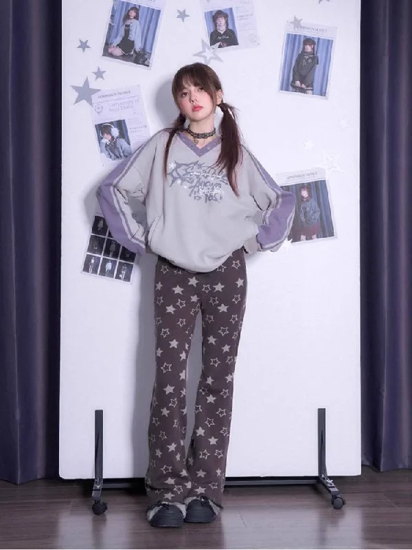 Star knit loose pants【s0000011292】