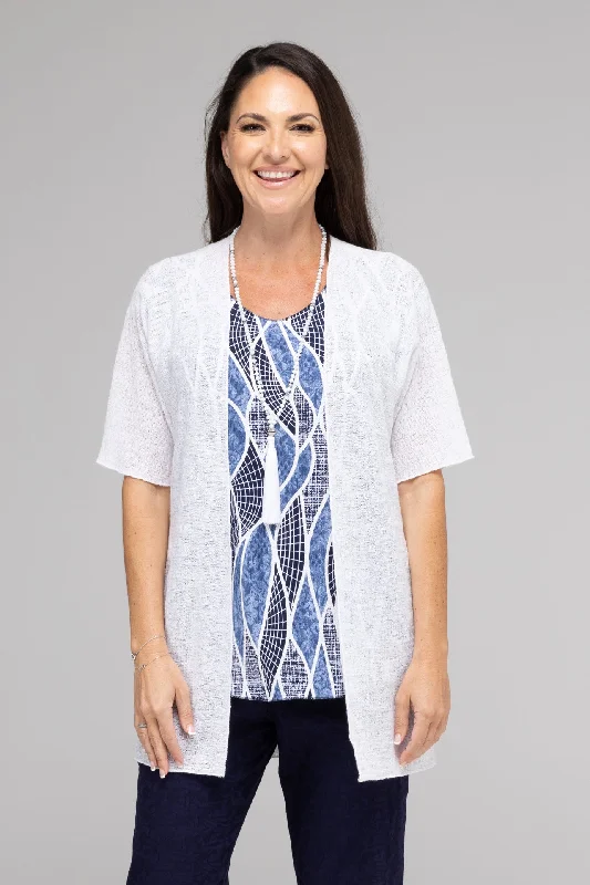 White Haven Poly Rayon Short Sleeve Cardigan