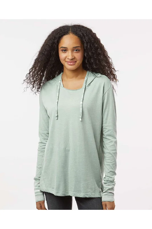 MV Sport Womens Heathered Jersey Hooded T-Shirt Hoodie - Greenstone