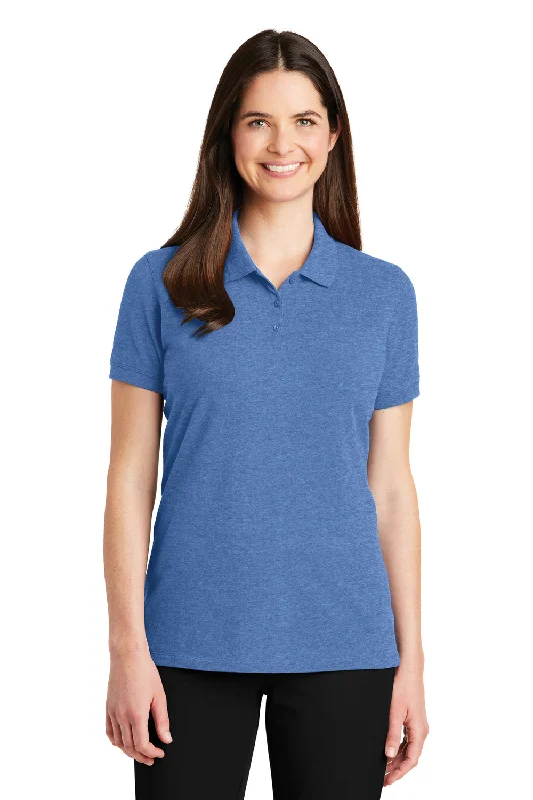 Port Authority Womens Wrinkle Resistant Short Sleeve Polo Shirt - Heather Blue - Closeout