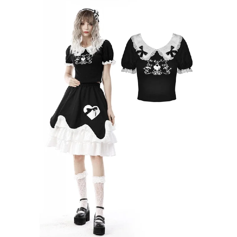 Women's Lolita Two Little Bear Midriff-baring Doll Shirt