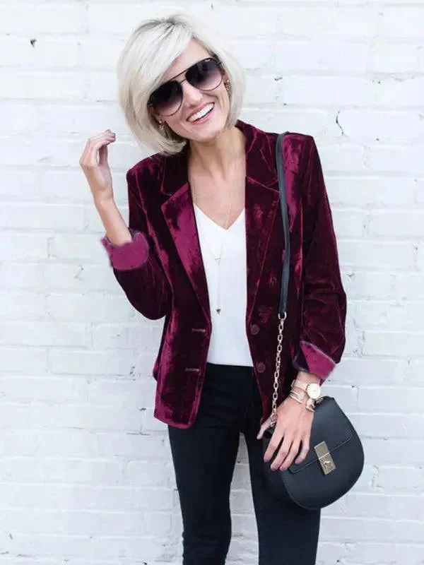 Women Casual Slim Velvet Blazer