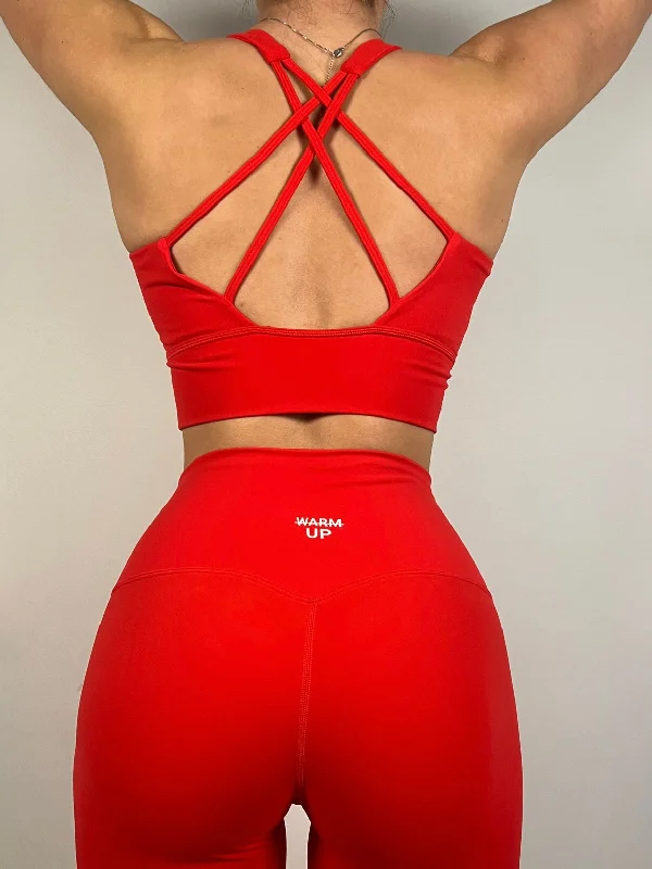 Vibrant Red Criss Cross Bra