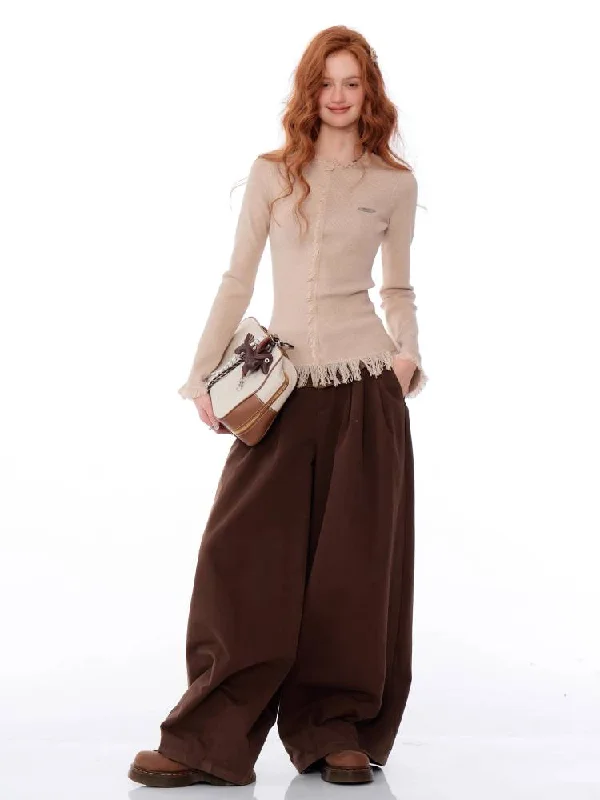 High waist wide leg casual pants【s0000011027】