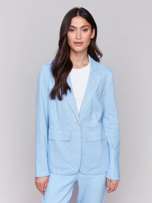 Linen Blend Blazer - Bluebell