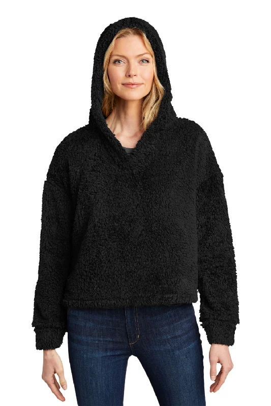 Port Authority Womens Cozy Sherpa Fleece Hooded Sweatshirt Hoodie - Black