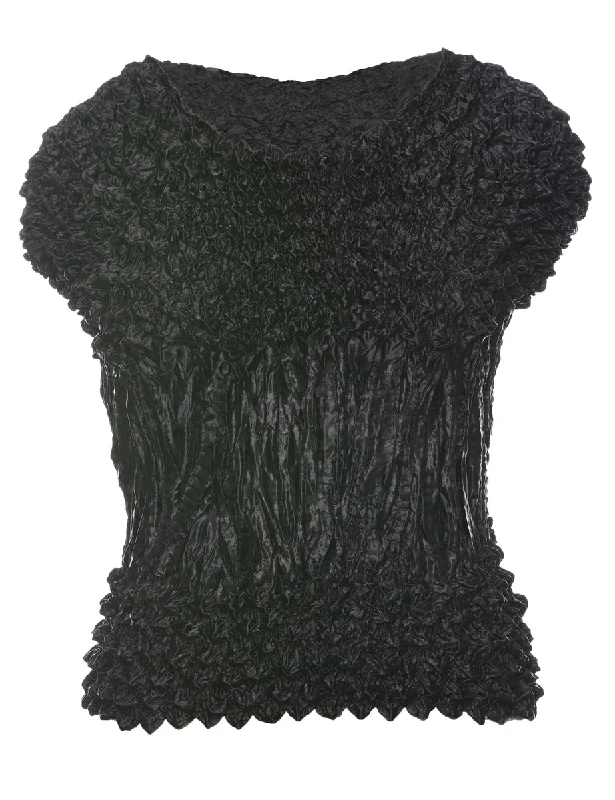 Crinkle Black Top - M