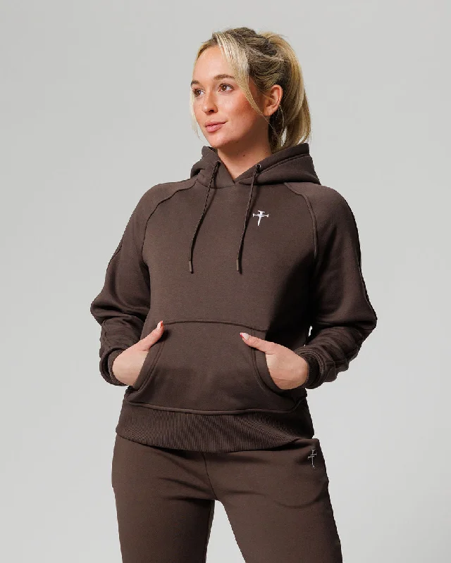 Women's Tech Fleece Hoodie "Cross" - Woodland Brown