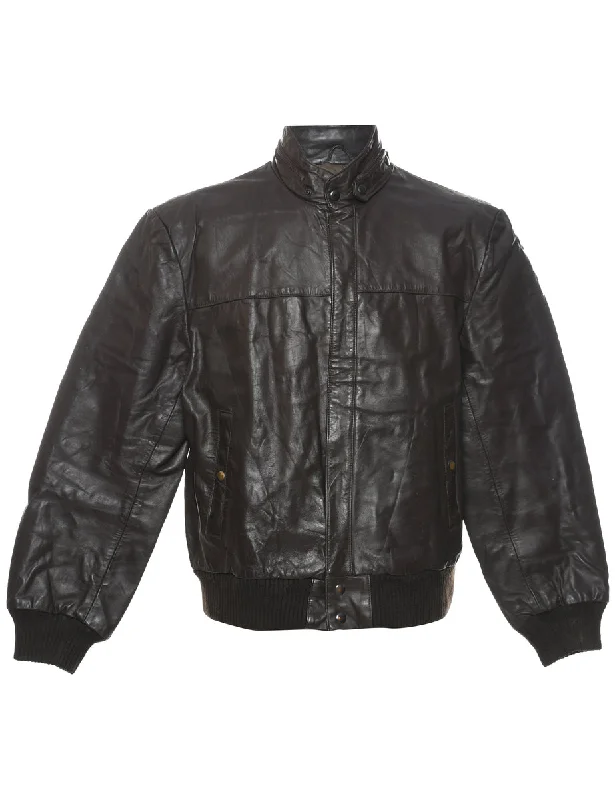 Dark Brown Leather Jacket - XL