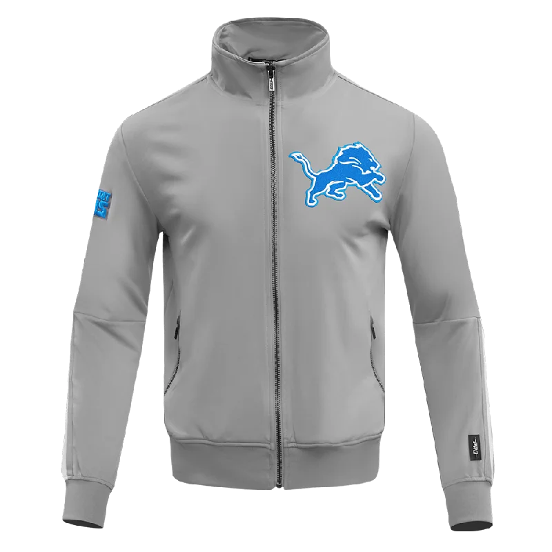 NFL DETROIT LIONS CLASSIC MEN'S DOUBLE KNIT TRACK JACKET (GRAY)