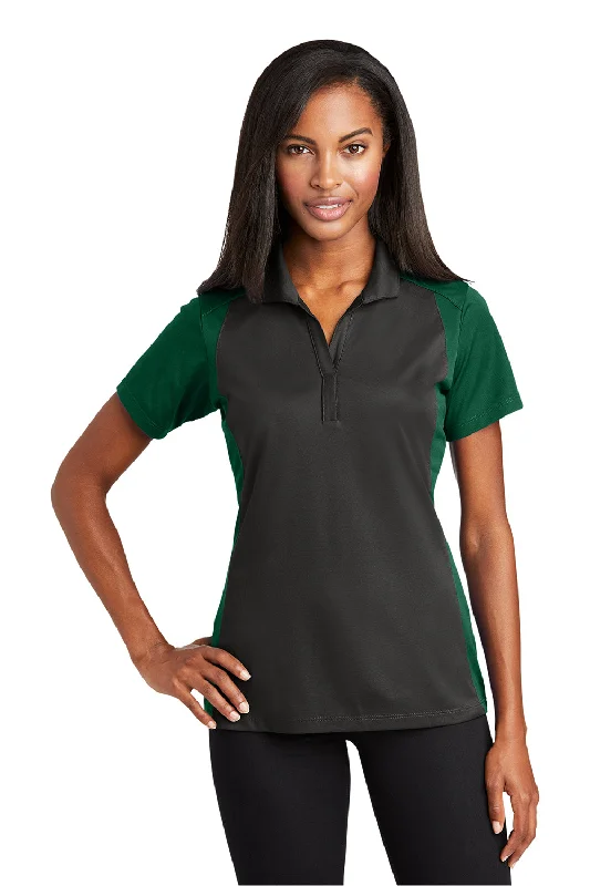 Sport-Tek Womens Sport-Wick Moisture Wicking Short Sleeve Polo Shirt - Iron Grey/Forest Green