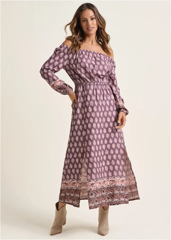 Paisley Printed Maxi Dress - Purple Multi