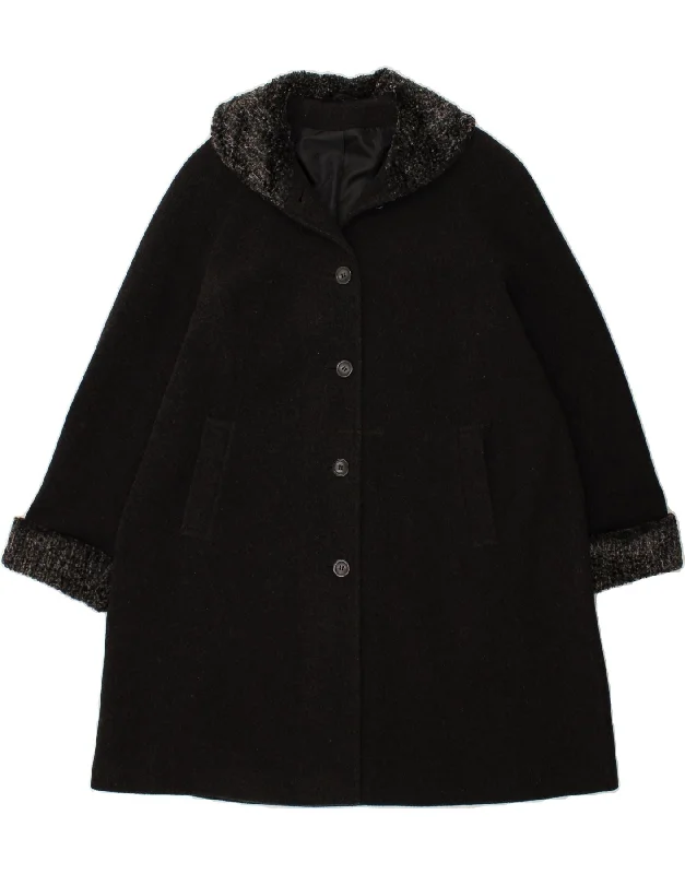 BHS Womens Overcoat UK 18 XL Black Wool