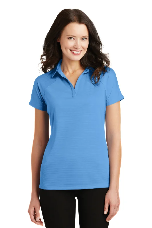 Port Authority Womens Crossover Moisture Wicking Short Sleeve Polo Shirt - Azure Blue - Closeout