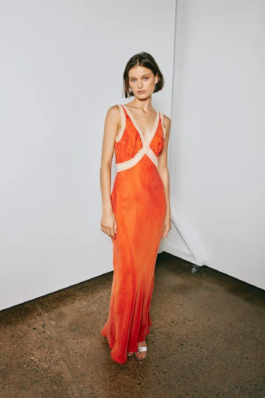 Meet Me On The Dance Floor Bias Cut Maxi Dress Orange