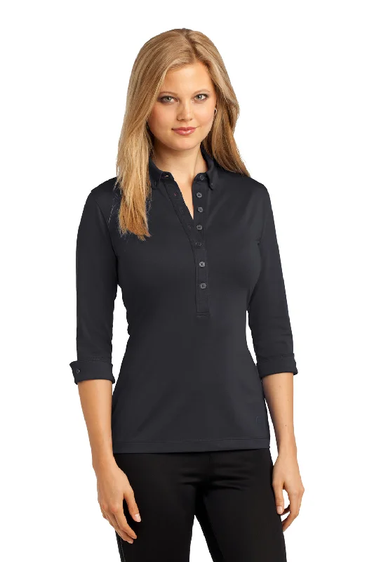 Ogio Womens Gauge Moisture Wicking 3/4 Sleeve Polo Shirt - Blacktop