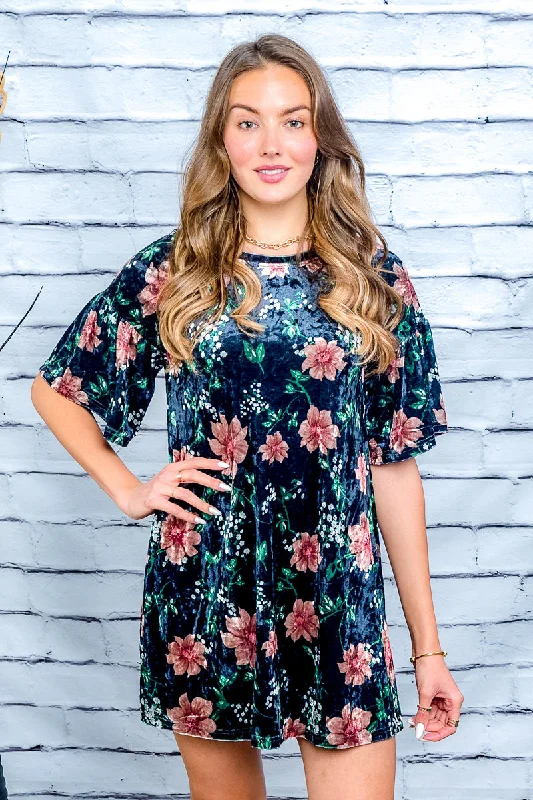 Short Sleeve Floral Printed Mini Dress (LD42688)